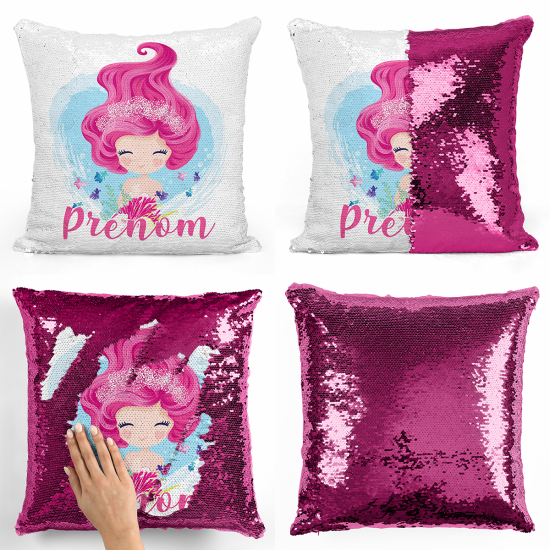 Coussin sequins personnalisé - Petite sirène