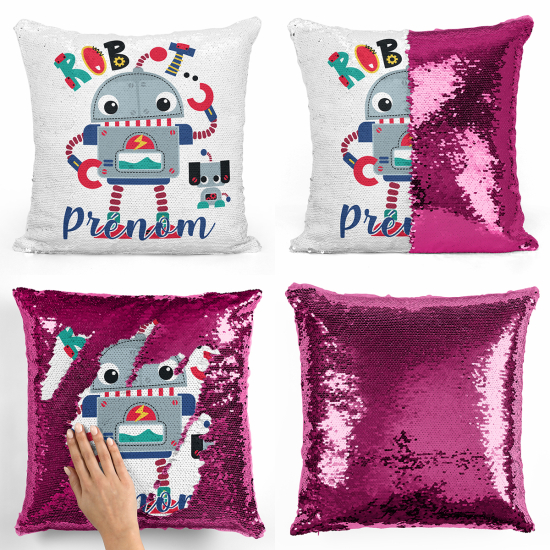 Coussin sequins personnalisé - Robot