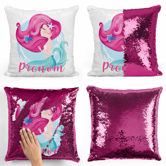 Coussin sequins personnalisé - Sirène