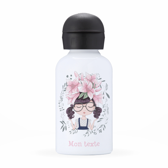 Gourde isotherme enfant personnalisée - Petite fille fleurs