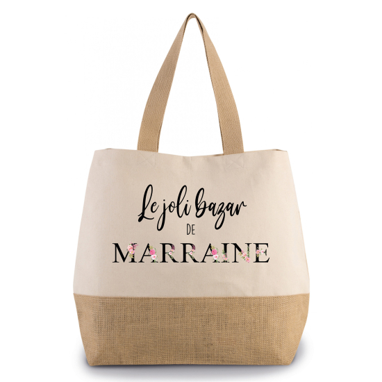 Grand Sac Coton et Jute - Le joli bazar de marraine