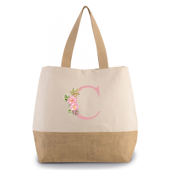 Grand Sac Coton et Jute Monogrammes - C