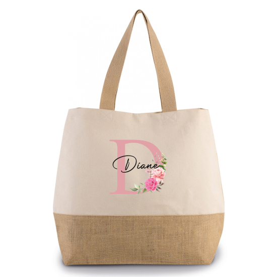 Grand Sac Coton et Jute Monogrammes - D