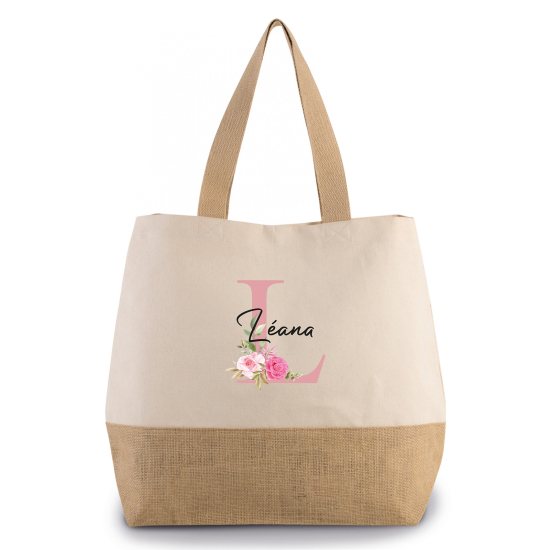 Grand Sac Coton et Jute Monogrammes - L