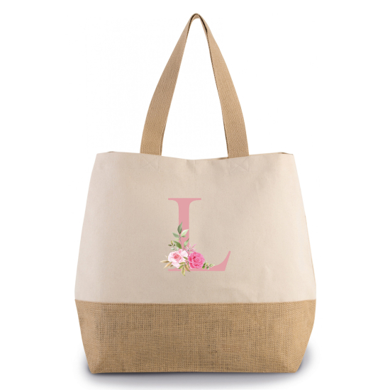 Grand Sac Coton et Jute Monogrammes - L