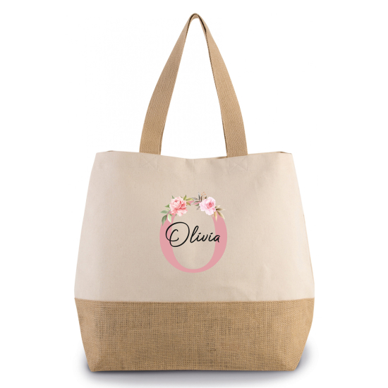 Grand Sac Coton et Jute Monogrammes - O