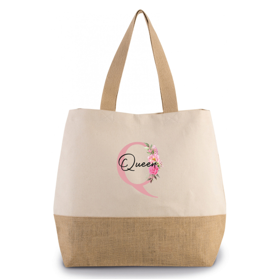 Grand Sac Coton et Jute Monogrammes - Q