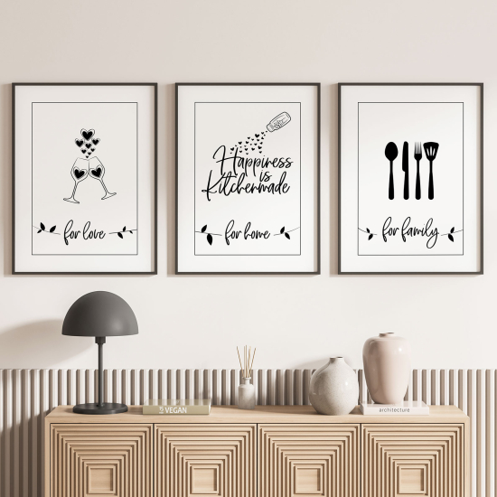 Lot de 3 Affiches / Posters Triptyque - Love Family