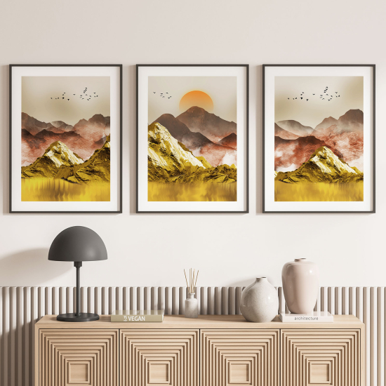 Lot de 3 Affiches / Posters Triptyque - Paysages Boho