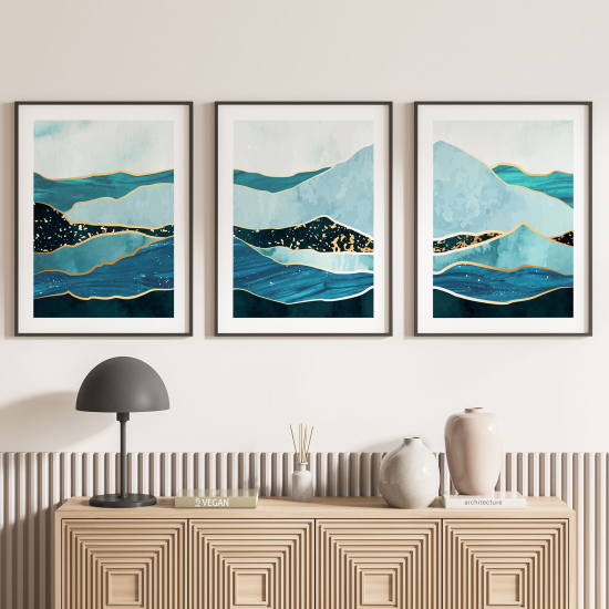 Lot de 3 Affiches / Posters Triptyque - Vagues Design