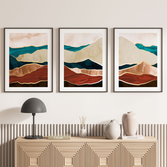 Lot de 3 Affiches / Posters Triptyque - Vagues Design