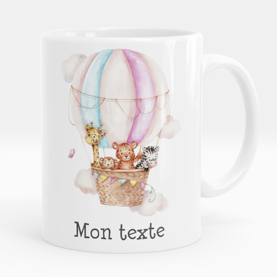 Mug - Tasse personnalisée - Animaux montgolfière