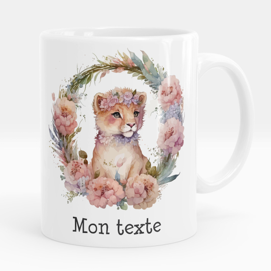 Mug - Tasse personnalisée - Chat fleurs