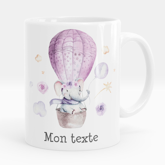 Mug - Tasse personnalisée - Éléphant montgolfière