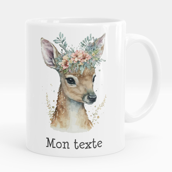 Mug - Tasse personnalisée - Faon fleurs