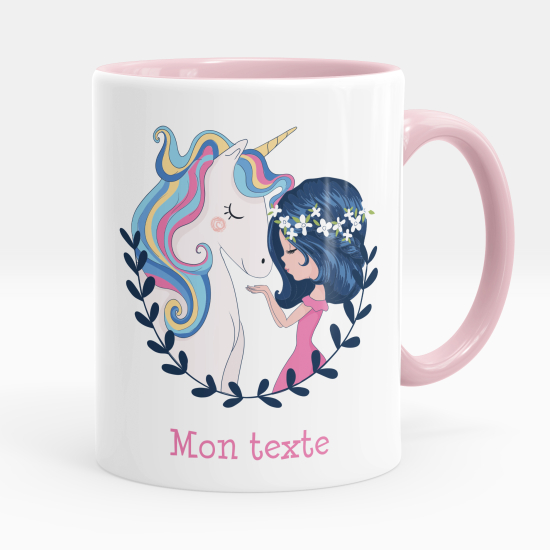 Mug - Tasse personnalisée - Fille et licorne