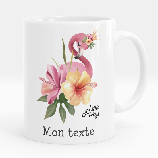 Mug - Tasse personnalisée - Flamant rose fleurs