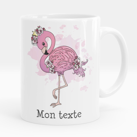 Mug - Tasse personnalisée - Flamant rose fleurs