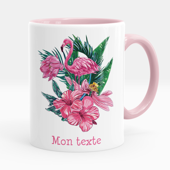 Mug - Tasse personnalisée - Flamant rose tropical