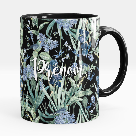 Mug - Tasse personnalisée - Fleurs oiseaux