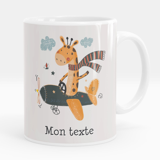 Mug - Tasse personnalisée - Girafe avion