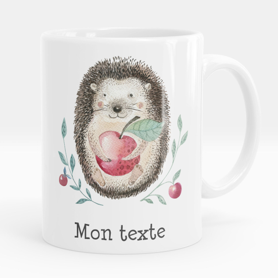 Mug - Tasse personnalisée - Hérisson et fruits