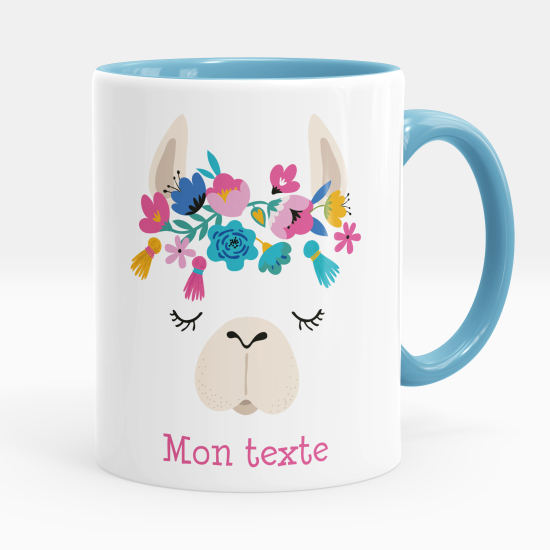 Mug - Tasse personnalisée - Lama fleurs