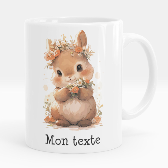 Mug - Tasse personnalisée - Lapin fleurs