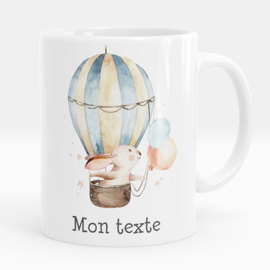 Mug - Tasse personnalisée - Lapin montgolfière