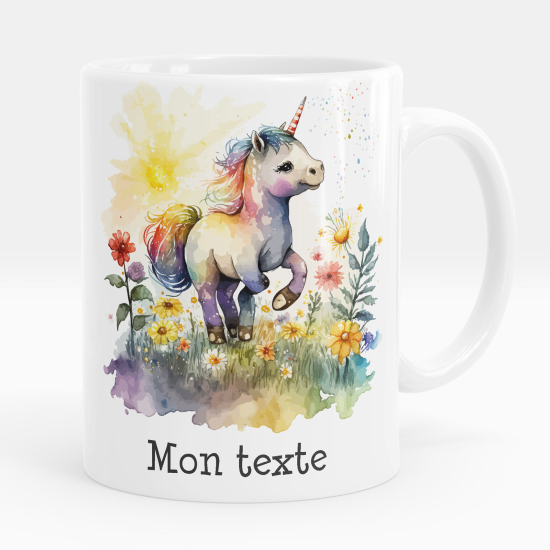 Mug - Tasse personnalisée - Licorne fleurs