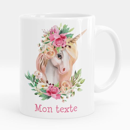 Mug - Tasse personnalisée - Licorne fleurs