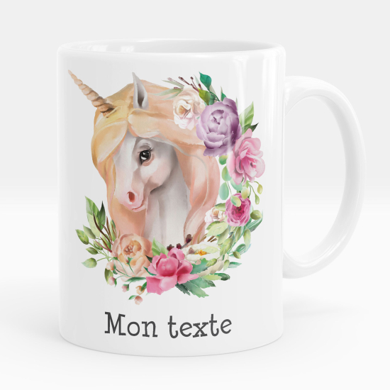 Mug - Tasse personnalisée - Licorne fleurs