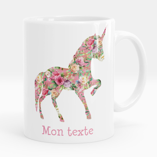 Mug - Tasse personnalisée - Licorne fleurs