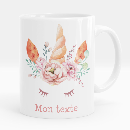 Mug - Tasse personnalisée - Licorne fleurs