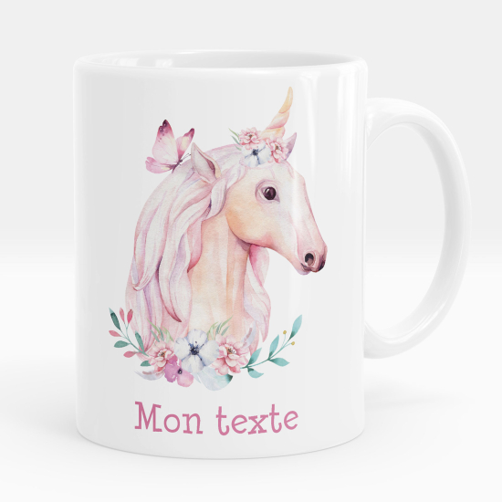 Mug - Tasse personnalisée - Licorne fleurs