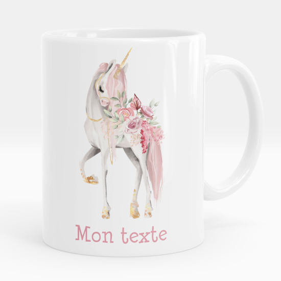 Mug - Tasse personnalisée - Licorne fleurs