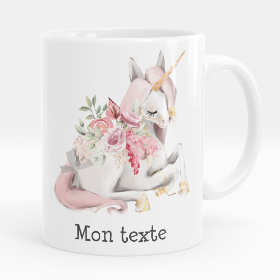 Mug - Tasse personnalisée - Licorne fleurs