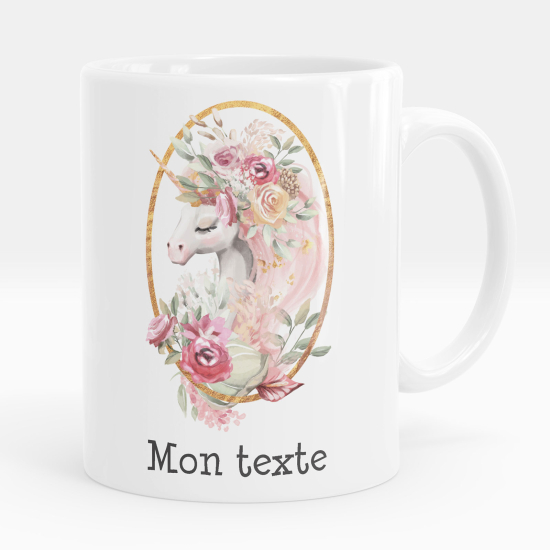 Mug - Tasse personnalisée - Licorne fleurs