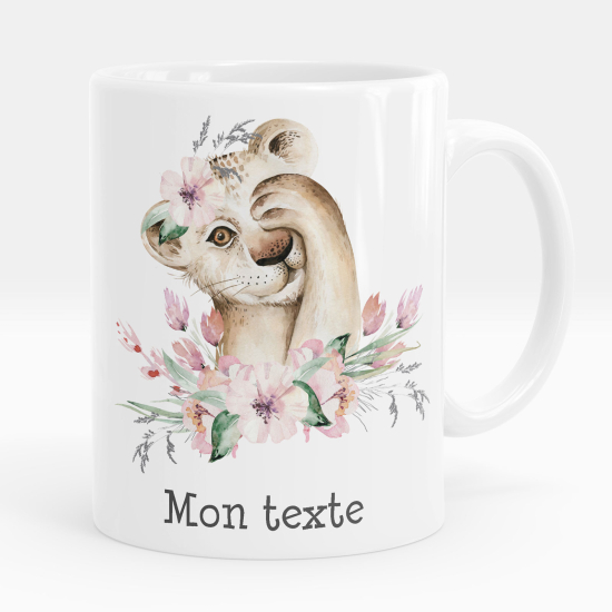 Mug - Tasse personnalisée - Lion fleurs