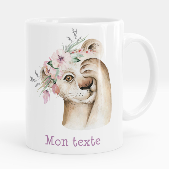 Mug - Tasse personnalisée - Lion fleurs