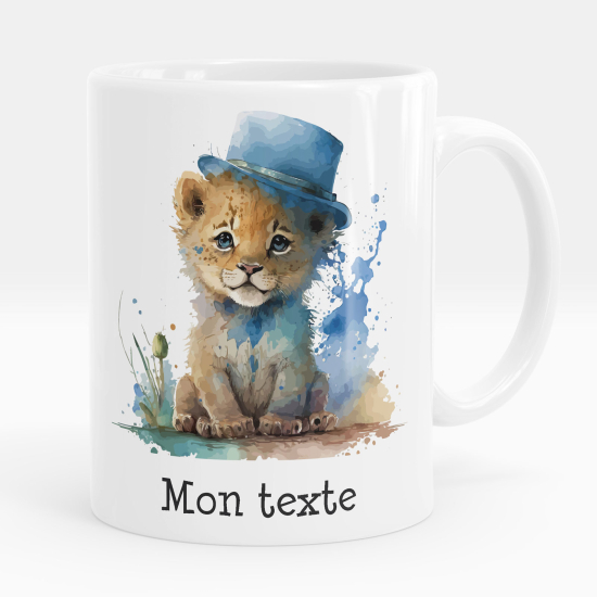 Mug - Tasse personnalisée - Lionceau avec chapeau