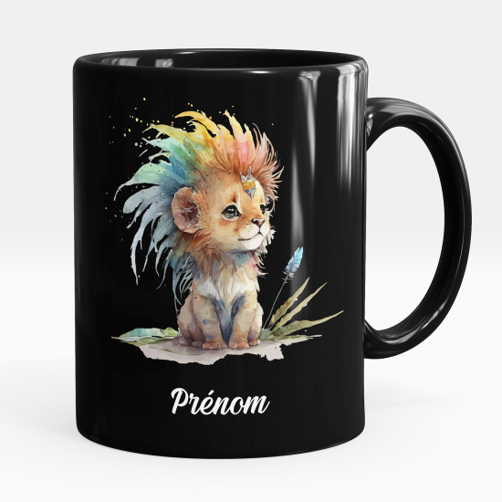 Mug - Tasse personnalisée Noir intégral - Bébé lion