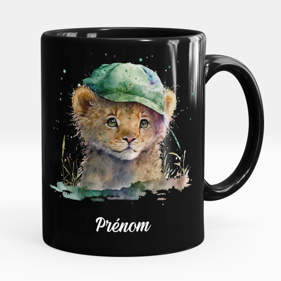 Mug - Tasse personnalisée Noir intégral - Bébé tigre casquette