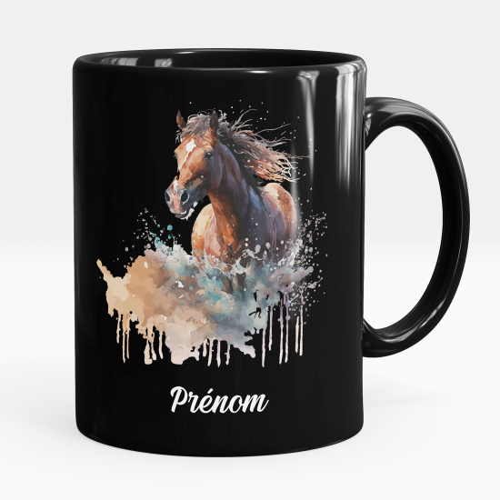 Mug - Tasse personnalisée Noir intégral - Cheval