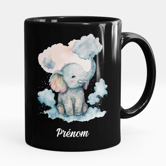 Mug - Tasse personnalisée Noir intégral - Éléphant