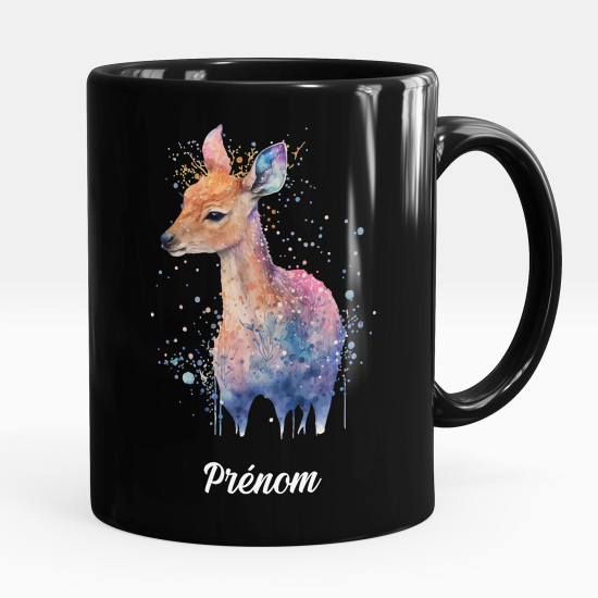 Mug - Tasse personnalisée Noir intégral - Faon