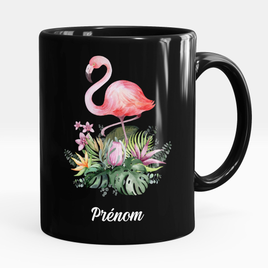 Mug - Tasse personnalisée Noir intégral - Flamant rose