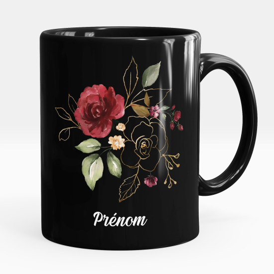 Mug - Tasse personnalisée Noir intégral - Fleurs