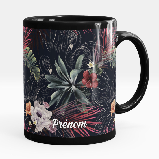 Mug - Tasse personnalisée Noir intégral - Fleurs