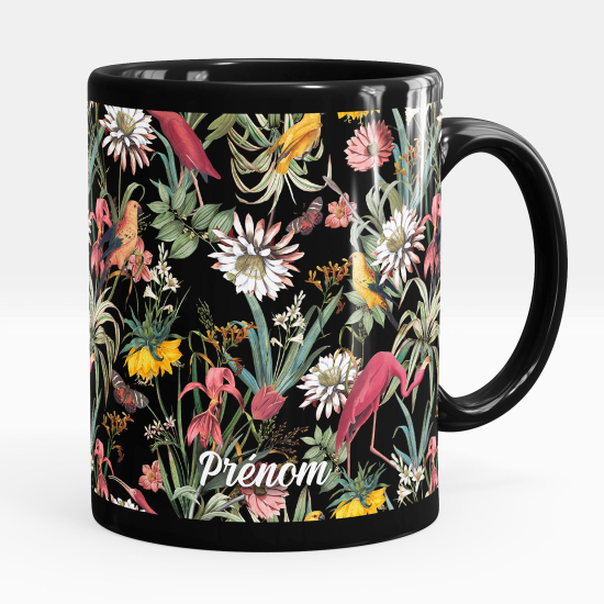 Mug - Tasse personnalisée Noir intégral - Fleurs